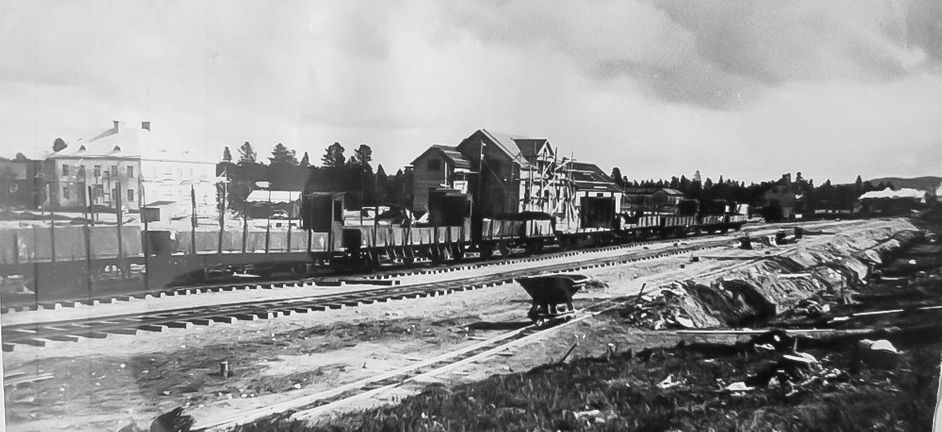 Arvidsjaurs järnvägsstation under uppbyggnad 1927